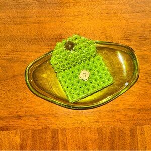 Electric lime beaded wallet